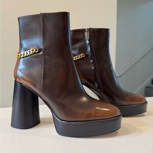 Michael Kors Carlisle Leather Platform Ankle Boots